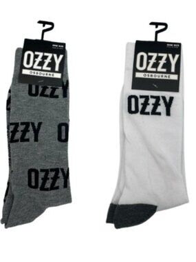 Ozzy Osbourne Crew Socks‎ Gray White Rock Band One Size Unisex New